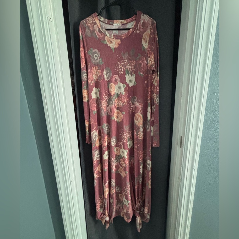 Floral Long Sleeve Dress in Pink